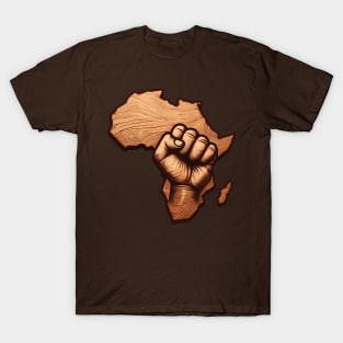 African Map Wooden Fist T-Shirt